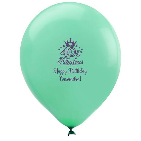 40 & Fabulous Crown Latex Balloons
